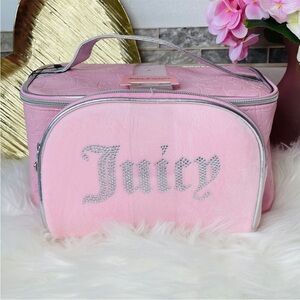 NEW Juicy Couture Light Pink Cosmetic Makeup Bag Set 2 Piece